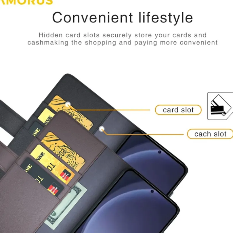 Amorus Samsung Galaxy S26 Luxe Lederen Bookcase