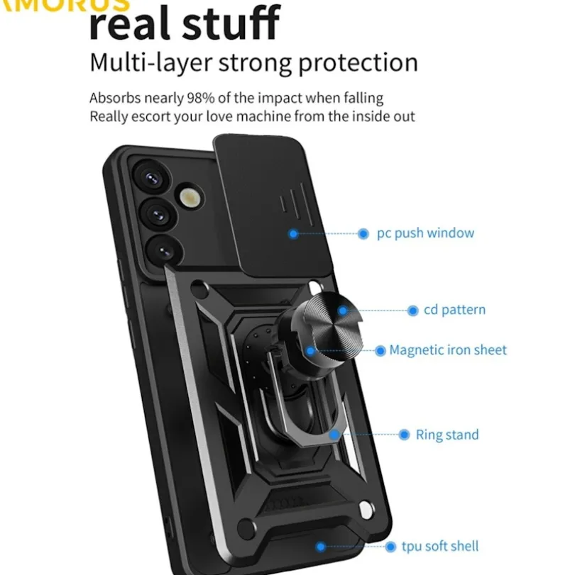 Amorus Samsung Galaxy S26 Shield Case met Camera-schuif