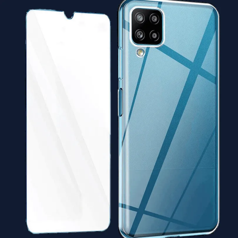 CaseBody Samsung Galaxy A12 Transparant Beschermhoesje mét Glazen Screenprotector