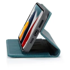 Caseme iPhone 13 Pro Max Retro Portemonnee Hoesje Blauw