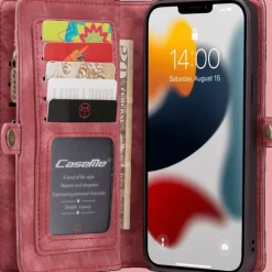 Caseme iPhone 13 Pro Portemonnee Hoesje Alles-in-één Rood