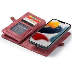 Caseme iPhone 13 Pro Portemonnee Hoesje Alles-in-één Rood