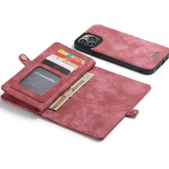 Caseme iPhone 13 Pro Portemonnee Hoesje Alles-in-één Rood