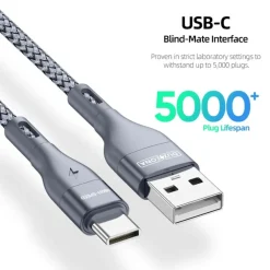 Duzzona Gewoven USB-A naar USB-C Oplaad + Datakabel