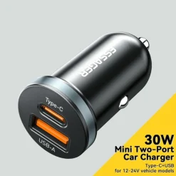 Essager Plug and Charge 30W Autolader USB en USB-C