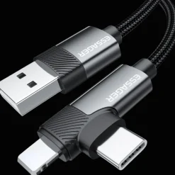 Essager USB-A naar Lightning of USB-C 90 Graden Kabel