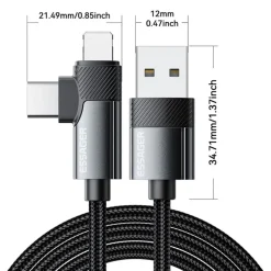 Essager USB-A naar Lightning of USB-C 90 Graden Kabel