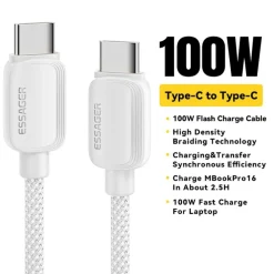 Essager 100W Gewoven Smartphone en Laptop USB-C naar USB-C Kabel