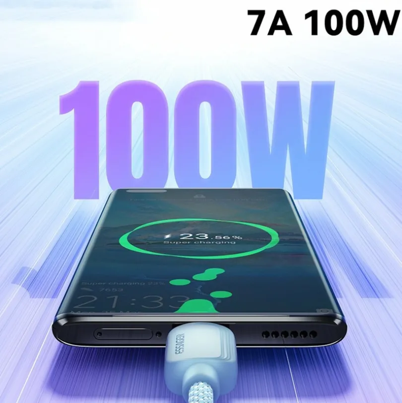 Essager 100W(!) Smartphone en Laptop Data + Oplaadkabel USB-A naar USB-C