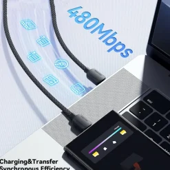 Essager 100W(!) Smartphone en Laptop Data + Oplaadkabel USB-A naar USB-C