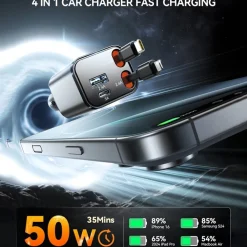 Joyroom 50W 4 in 1 Car Charger met Kabels