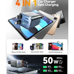 Joyroom 50W 4 in 1 Car Charger met Kabels
