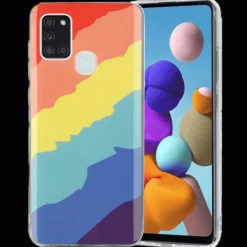 Mocaa Samsung Galaxy A21s Beschermhoesje Regenboog Design