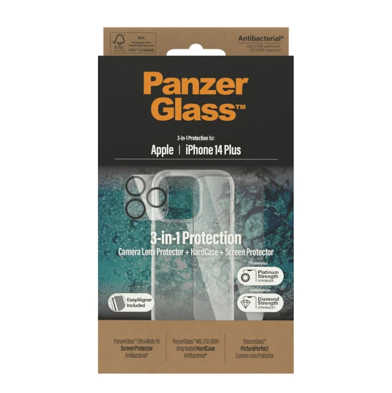 PanzerGlass iPhone 14 Plus Bundel Hardcover + Screenprotector + Glazen Camera Screenprotector