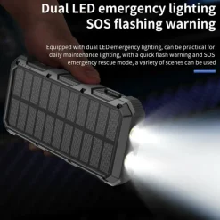 PSOOO 20.000mAh Rugged Solar Charging Powerbank